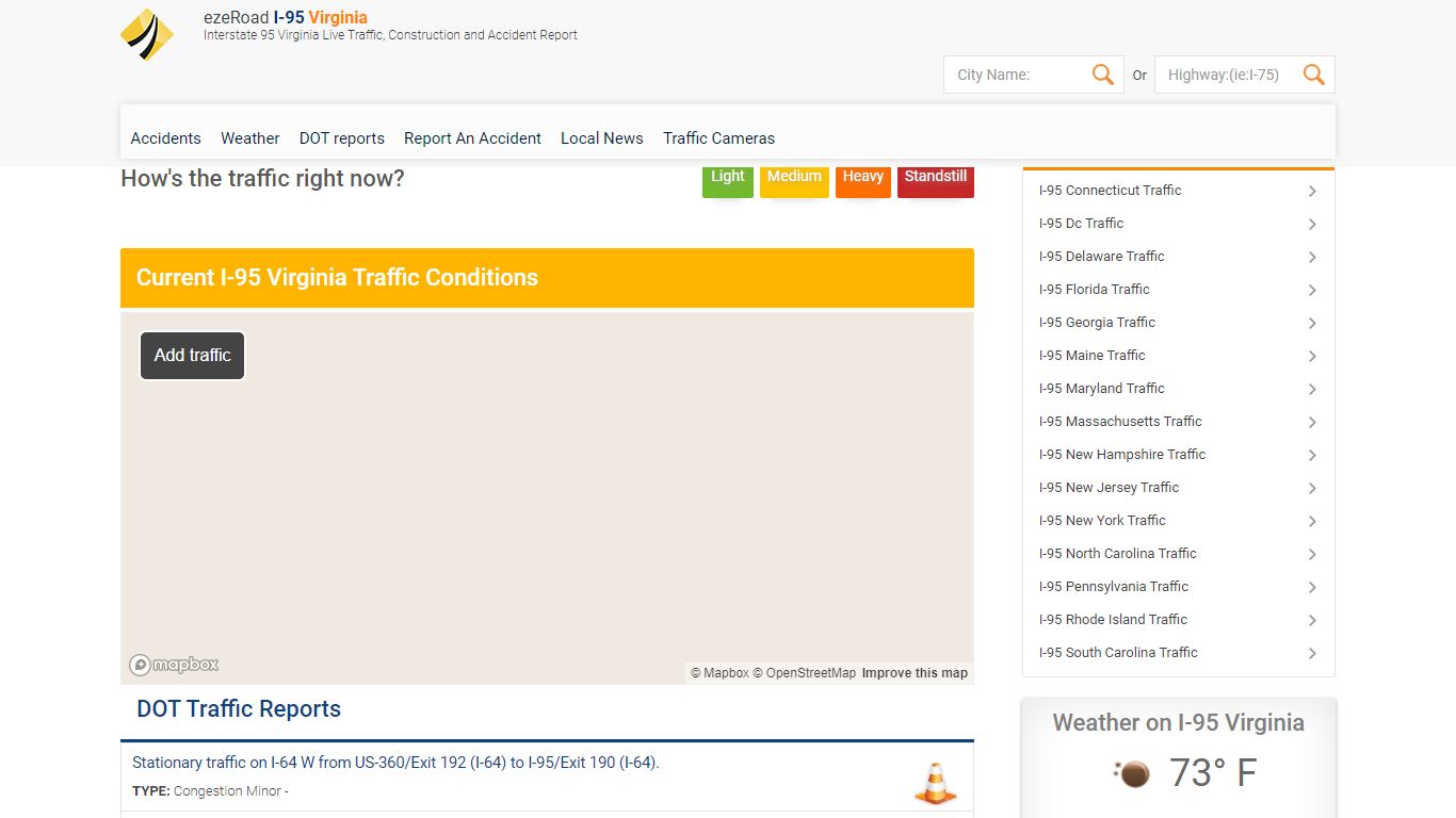 I-95 Virginia Traffic in Real Time - EzeRoad