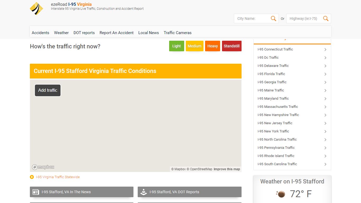 I-95 Stafford, VA Traffic in Real Time - EzeRoad